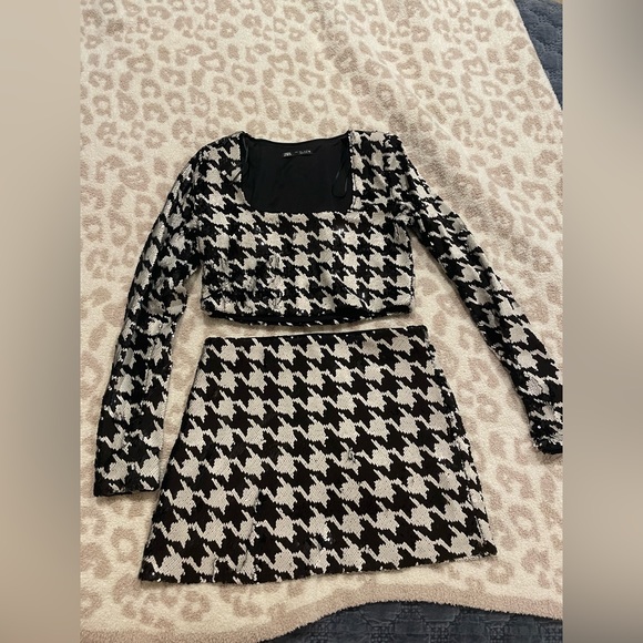 Zara Skirts Zara Houndstooth Sequin Set Poshmark